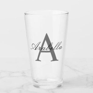Copo De Pint Nome do Monograma Personalizado Preto Elegante