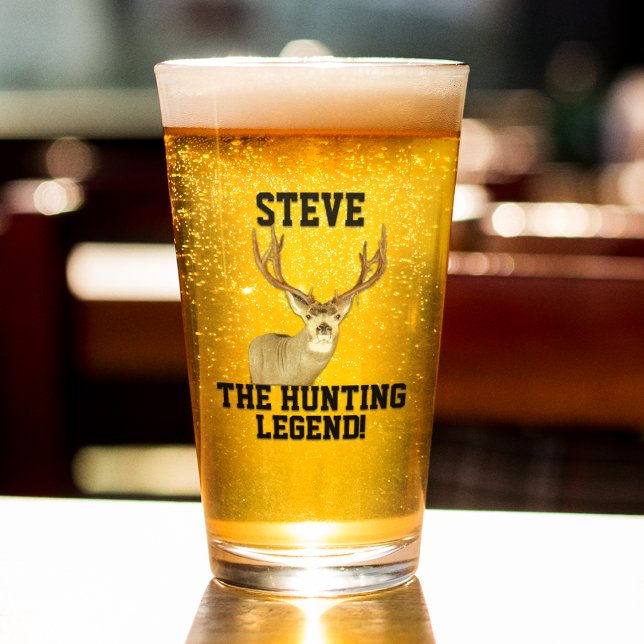 Copo De Pint Nome Engraçado Caça Legenda Mule Deer Antlers (Criador carregado)