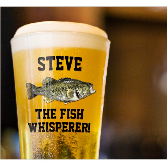Copo De Pint Nome Funny Fish Whperer Largemouth Bass Esporte (Fishing gifts for bass fisherman, the fish whisperer beer glass.)