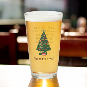 Copo De Pint Nome, Merry Christmas Natais vintages Tree 16oz