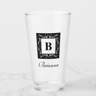 Copo De Pint Nome Monograma Estilo Regal Vidro (Versão 1)