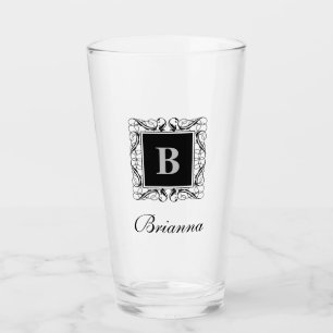 Copo De Pint Nome Monograma Estilo Regal Vidro (Versão 2)