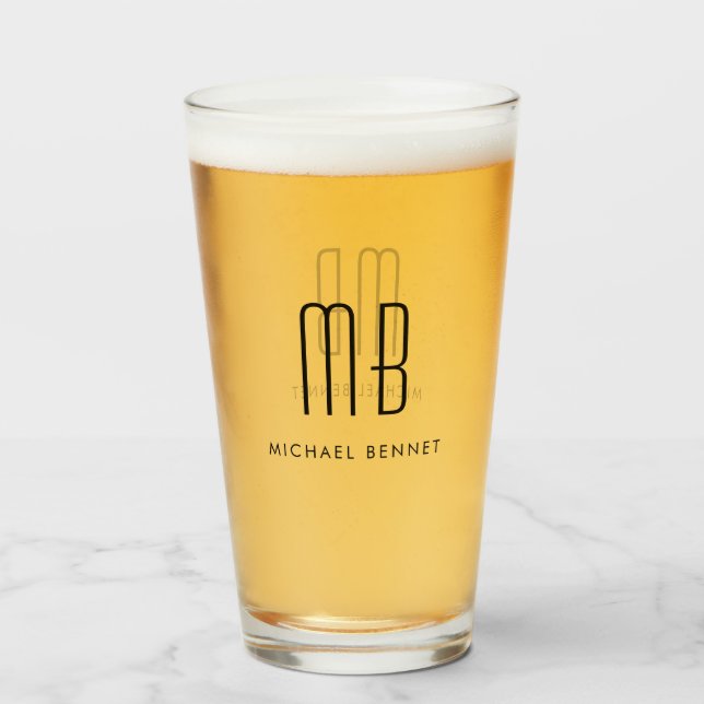 Copo De Pint Nome Monogramado Moderno (Frente (Preenchido))
