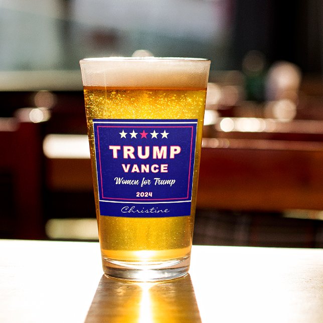 Copo De Pint Nome, Mulheres para Trump 2024 Ponto de Manutenção (Criador carregado)