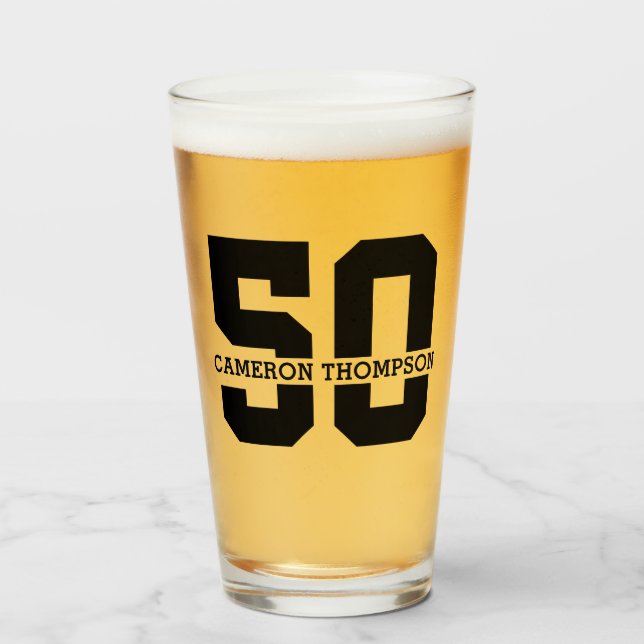 Copo De Pint Nome Personalizado 50º Aniversário Moderno (Frente (Preenchido))