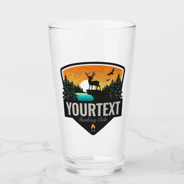 Copo De Pint NOME Personalizado Caça Selvagem de Elk Sunset (Frente)