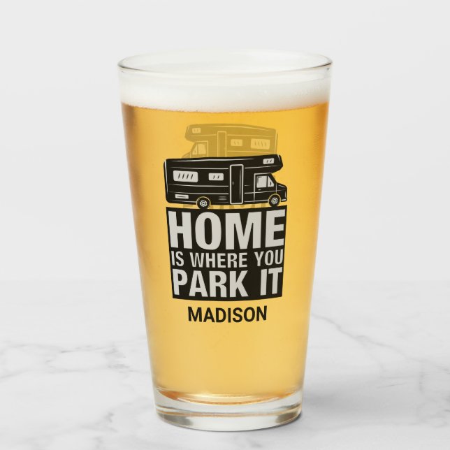 Copo De Pint Nome personalizado Camper Van (Traseira (Preenchido))