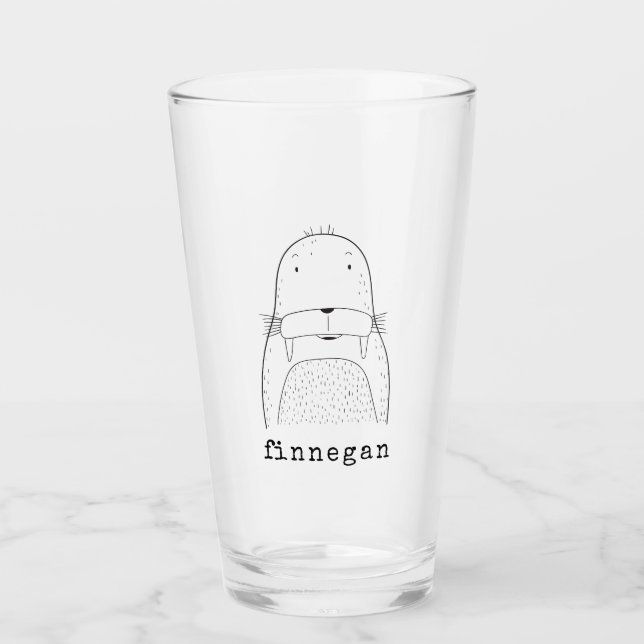 Copo De Pint Nome Personalizado da Ilustração Simples de Linha  (Frente)