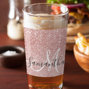 Copo De Pint Nome Personalizado da Lista de Estilos Rosa Modern