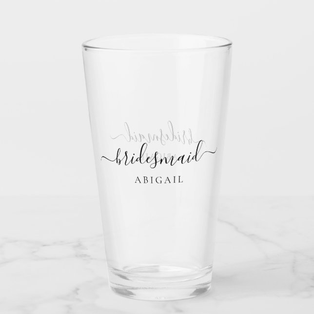 Copo De Pint Nome Personalizado do Bridesmaid do Script Elegant (Frente)