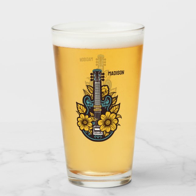 Copo De Pint Nome Personalizado e Cor Ukulele (Traseira (Preenchido))