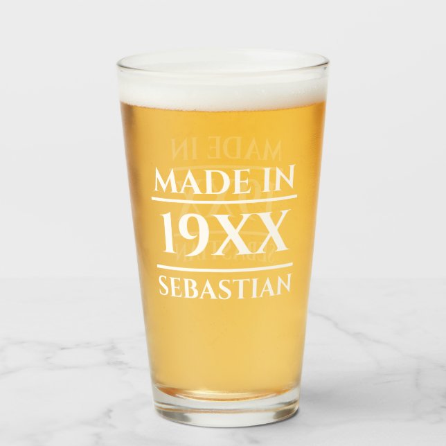 Copo De Pint Nome Personalizado Feito em Ano (Traseira (Preenchido))