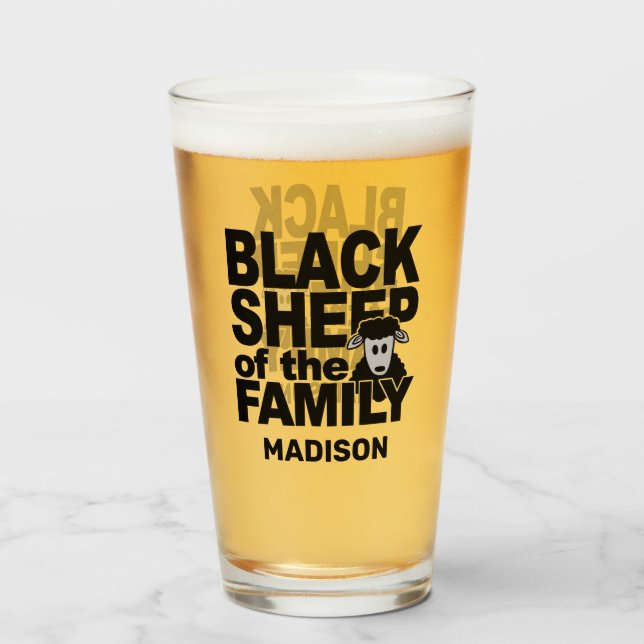 Copo De Pint Nome personalizado "Ovelha Negra" (Traseira (Preenchido))