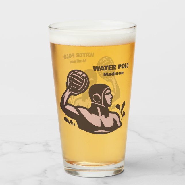 Copo De Pint Nome Personalizado Pólo Aquático (Traseira (Preenchido))
