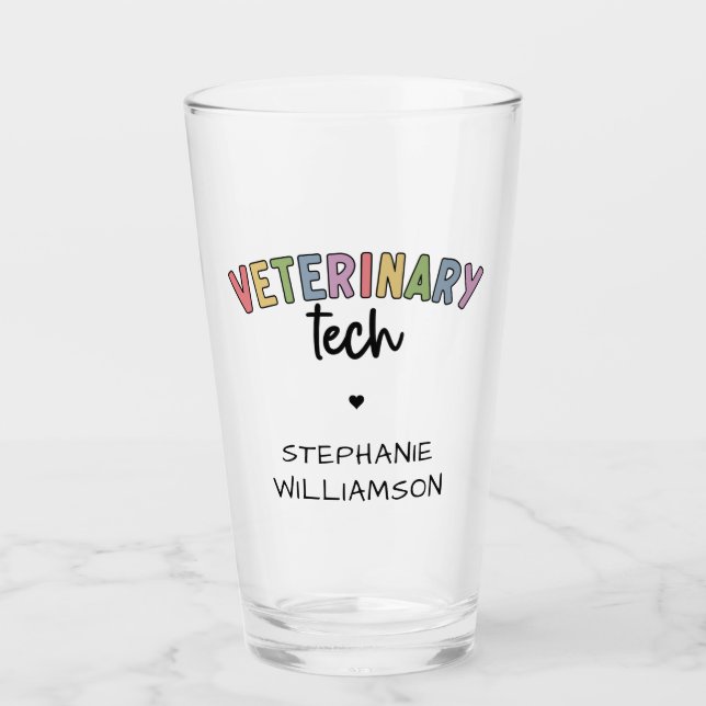 Copo De Pint Nome Personalizado técnico veterinário | Vet Techn (Frente)
