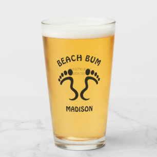 Copo De Pint Nome Personalizado, Texto e Barra de Praia de Cor