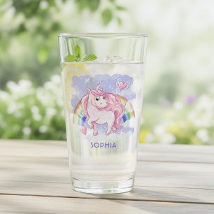 Copo De Pint Nome personalizado unicórnio do arco-íris