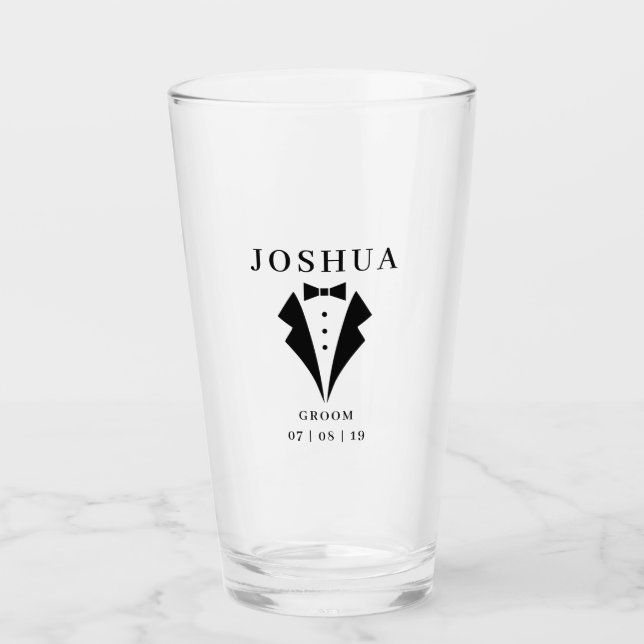 Copo De Pint Nome & pinta personalizados NOIVO Wedding do (Frente)