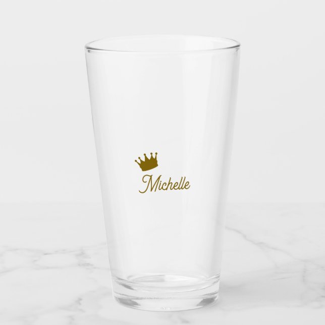Copo De Pint Nome Próprio Criativo Moderno Cor Dourada Script (Frente)