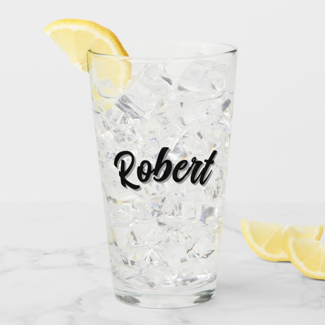 Copo De Pint Nome Robert Preto Com Sombra Projetada, (Gelo frontal)