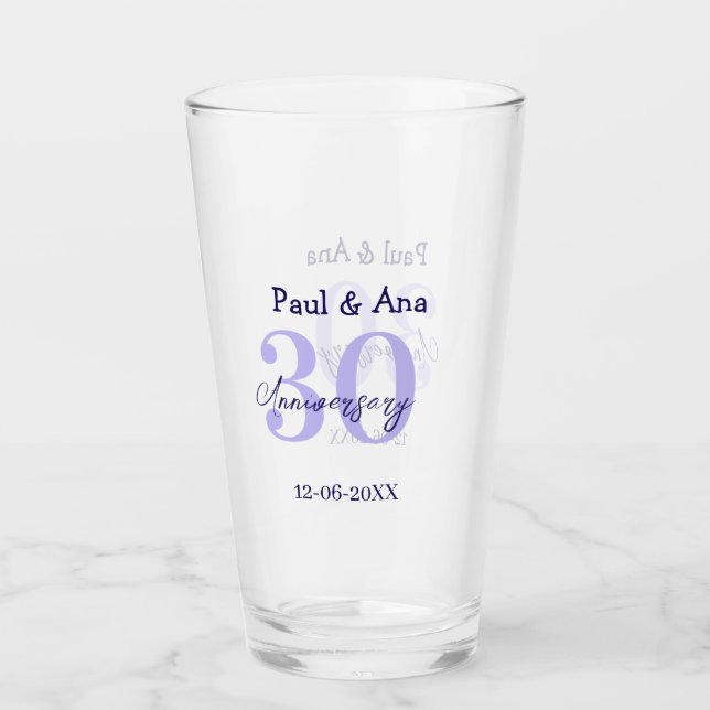 Copo De Pint nome simples letra negrito roxo aniversário de 30  (Frente)