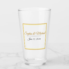 Copo De Pint Nomes e Data de Casamento Minimalista Elegante Per