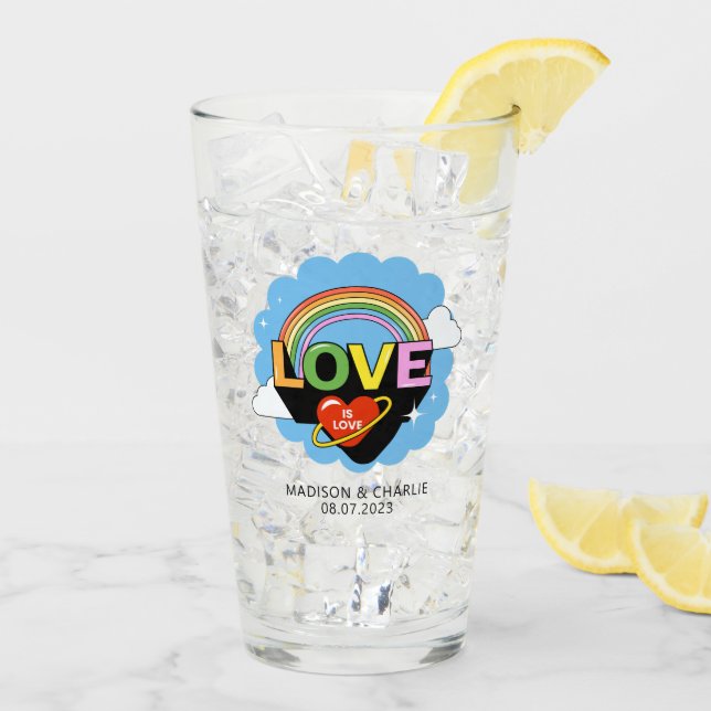 Copo De Pint Nomes personalizados / Texto "Amor é Amor" (Gelo traseiro)