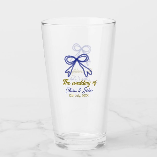 Copo De Pint O casamento do casal marinho azul de ouro (Frente)