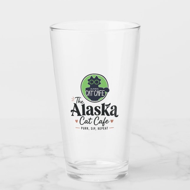 Copo De Pint O Cat Cafe do Alasca “Ronronar, Beber, Repetir” (Frente)