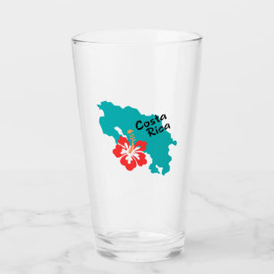 Copo De Pint O contorno do mapa da Costa Rica com hibiscus em c