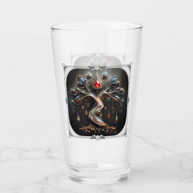 Copo De Pint O desenho da Árvore da Vida em Art Déco. (Frente)