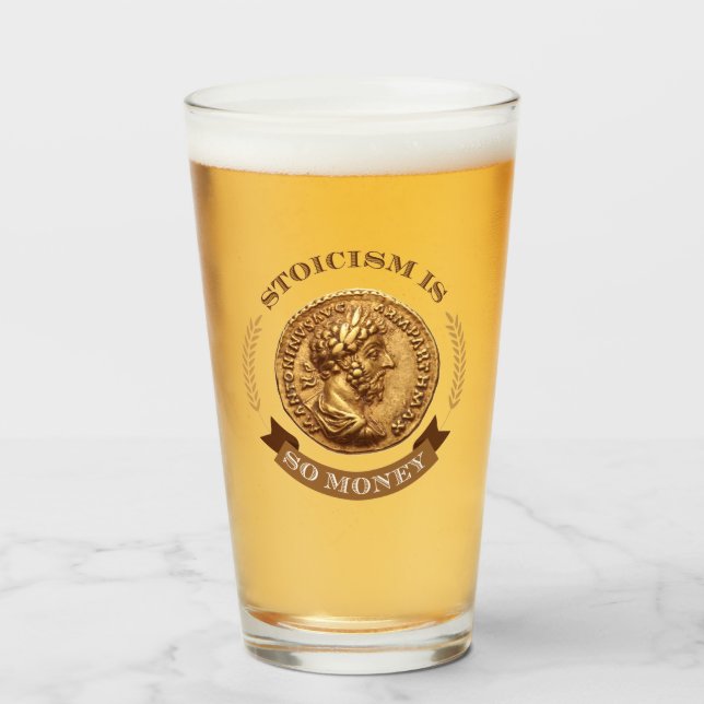 Copo De Pint O estoicismo é um vidro de dinheiro (Frente (Preenchido))