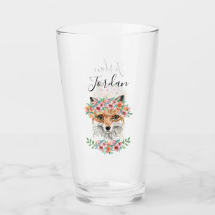 Copo De Pint O Fox floral   adiciona seu nome
