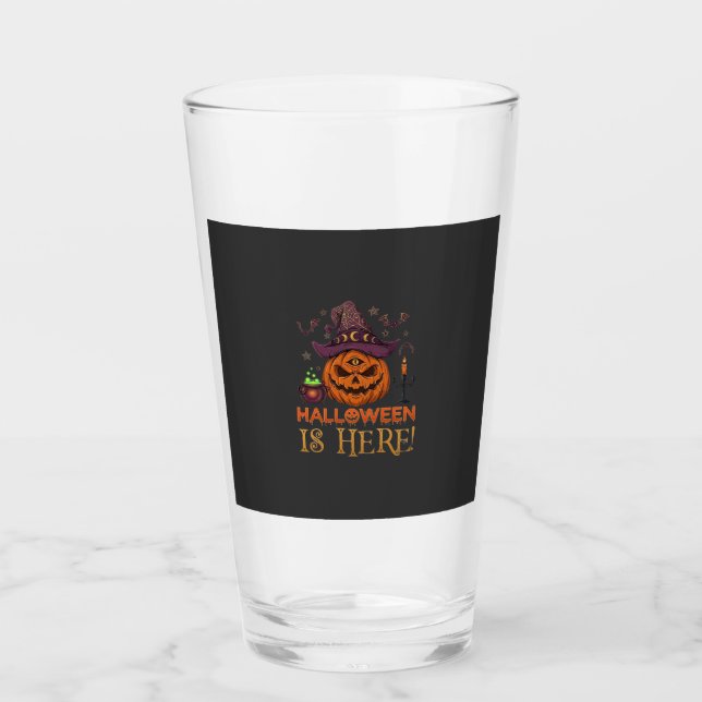 Copo De Pint O Halloween Chegou Abóbora Chapéu de Bruxa Caldeir (Frente)