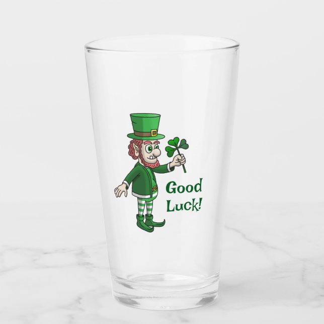 Copo De Pint O Leprechaun com um trevo (Frente)
