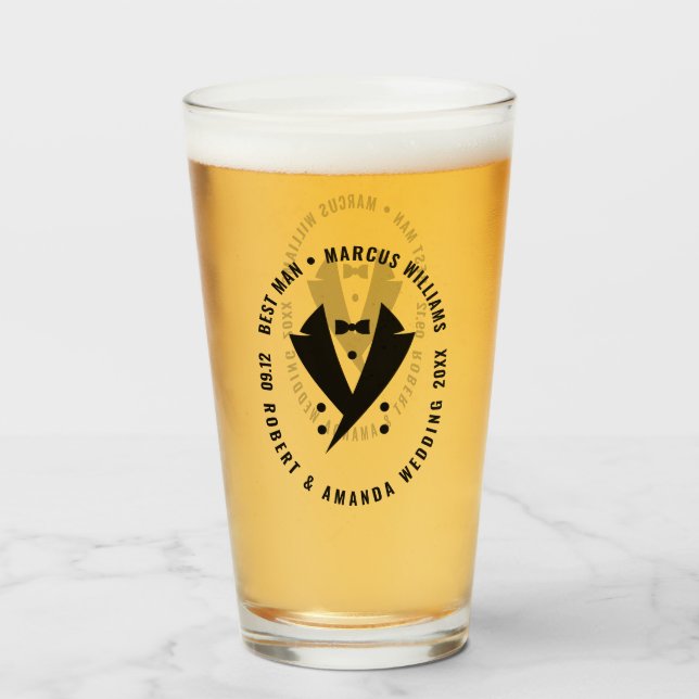 Copo De Pint O Melhor Homem Elegante Casamento Tuxedo (Frente (Preenchido))
