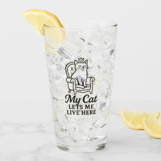 Copo De Pint O Meu Gato Deixa-Me Viver Aqui - Arte Engraçada De