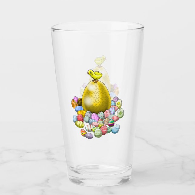 Copo De Pint O Pintinho de Páscoa e o Ovo de Páscoa Dourado (Frente)