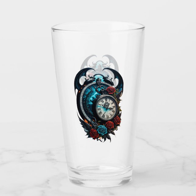 Copo De Pint O Relógio Na Mista do Infinito. (Frente)