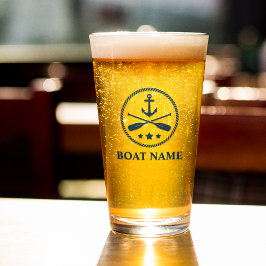 Copo De Pint O seu bote ou nome e âncora e ouvidos Marinho azul