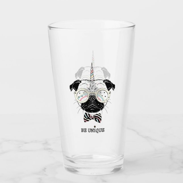 Copo De Pint O unicórnio do Pug | seja original (Frente)