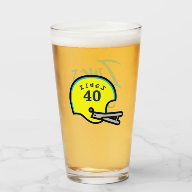 Copo De Pint O vidro da pinta dos Zings w/Helmet FF (Frente (Preenchido))