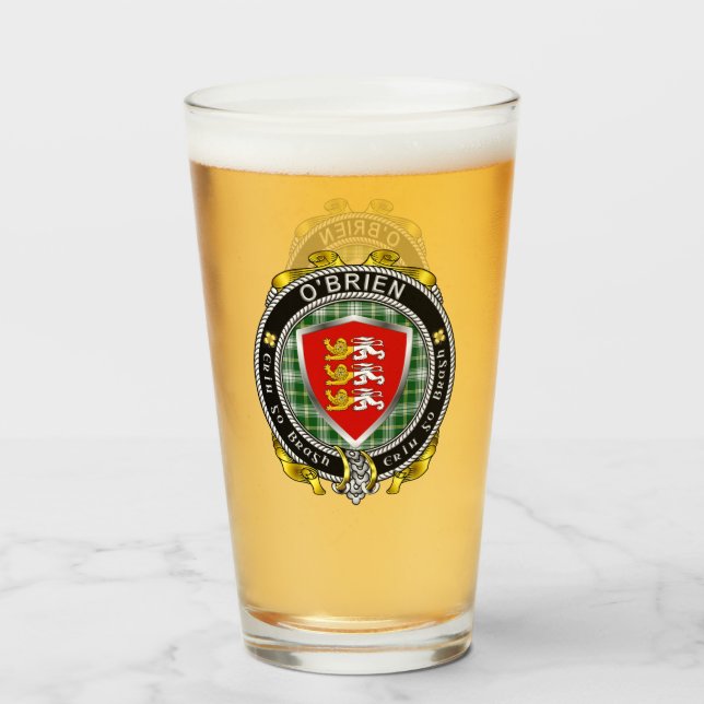 Copo De Pint O'Brien/Brien Irish Shield Beer Glass (Frente (Preenchido))