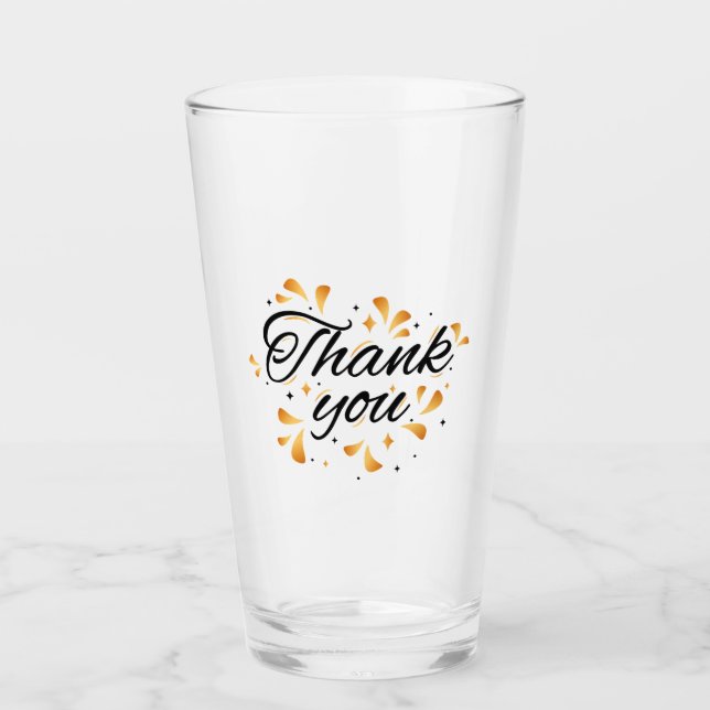 Copo De Pint Obrigado Glass Tumbler - Saudação Grata (Frente)