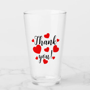 Copo De Pint Obrigado Red Hearts Glass Cup