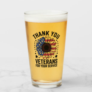 Copo De Pint Obrigado Veteranos Sunflower Dia dos Veteranos Mil