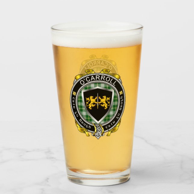 Copo De Pint O'Carroll/Carroll Irish Shield Beer Glass (Frente (Preenchido))