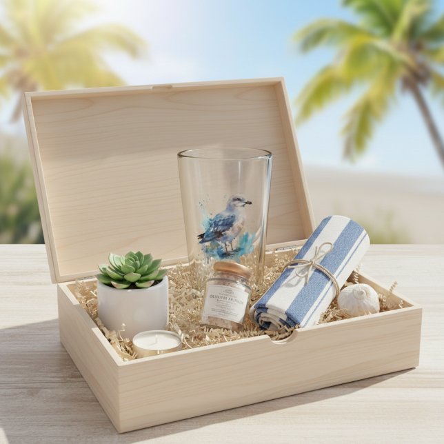 Copo De Pint Ocean Breeze: Watercolor Seagull (Criador carregado)