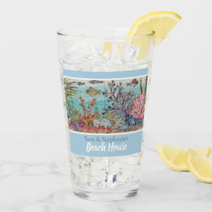 Copo De Pint Ocean Sea Life Custom Beach House Arte de Coral de