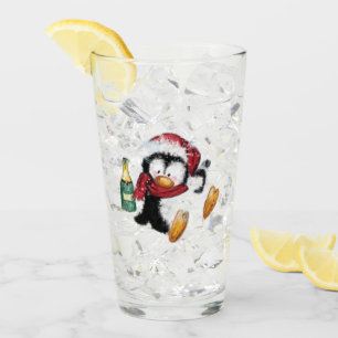 Copo De Pint Óculos de Natal de Pinguim Engraçado de Vidro